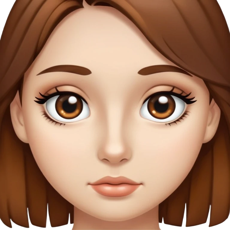 A girl with brown hair, black eyes, and cream skin with moles around her eyes. emoji