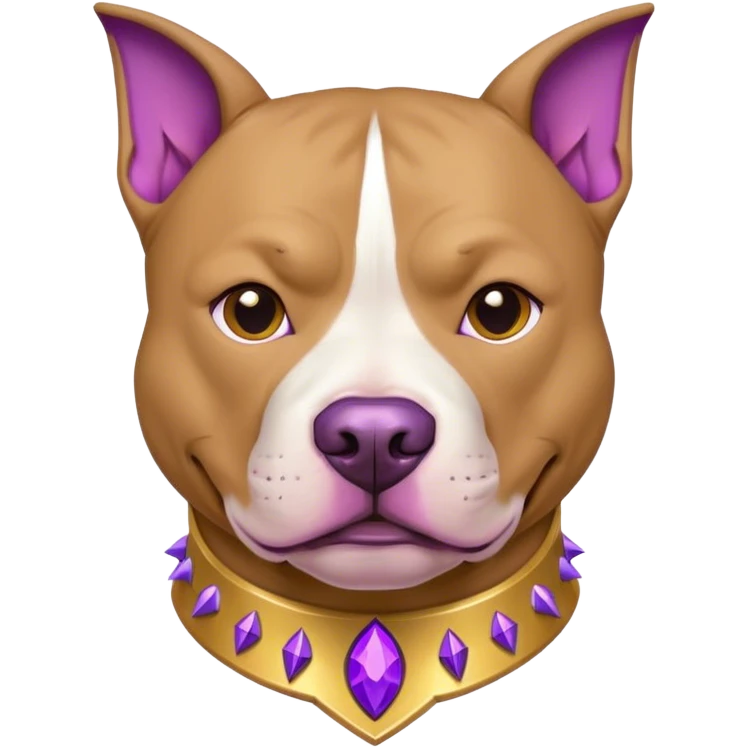 Pitbull w/ gold collar, purple spikes headshot emoji