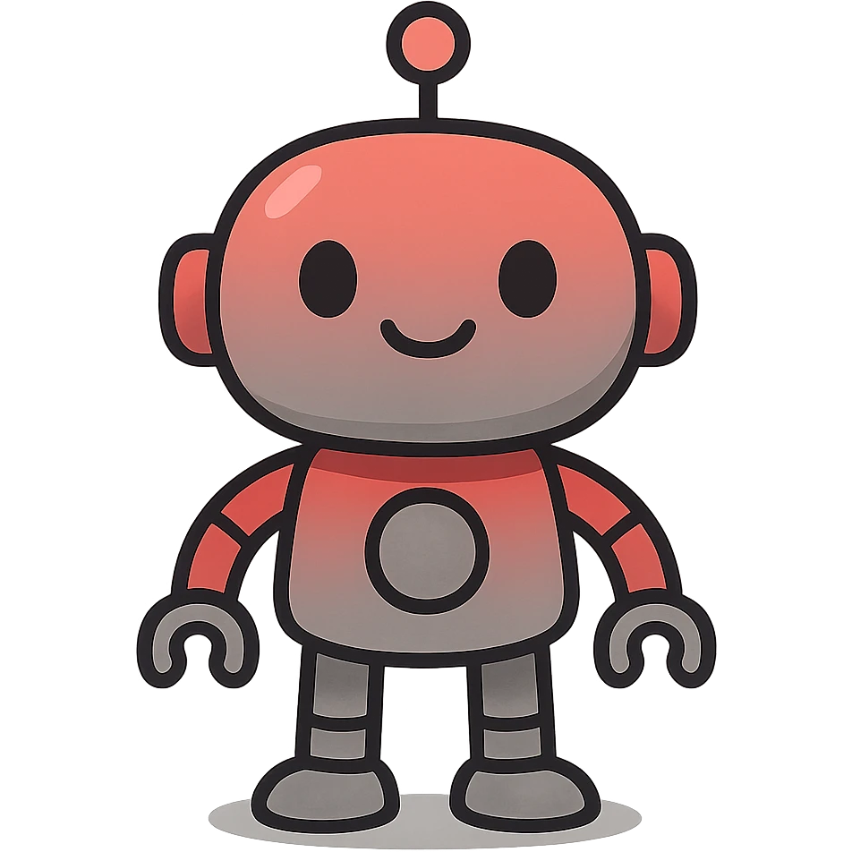 simple and cute robot with a red and gray gradient emoji