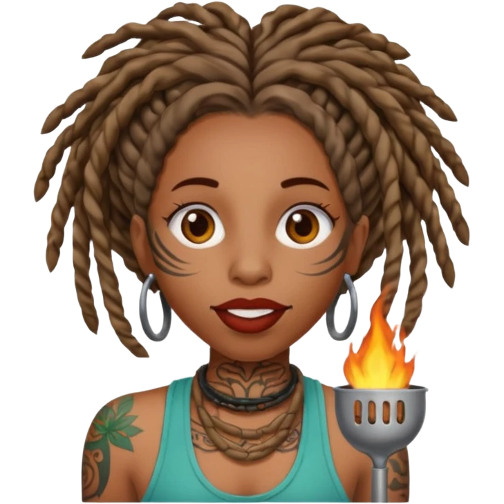 Stem girl with locs, a grill in her mouth and tattoos  emoji