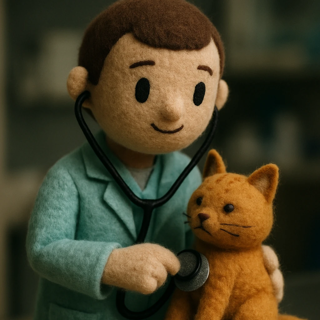 veterinarian examining a cat emoji