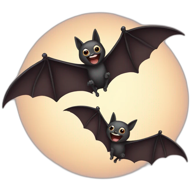 flying bat with baby bat emoji