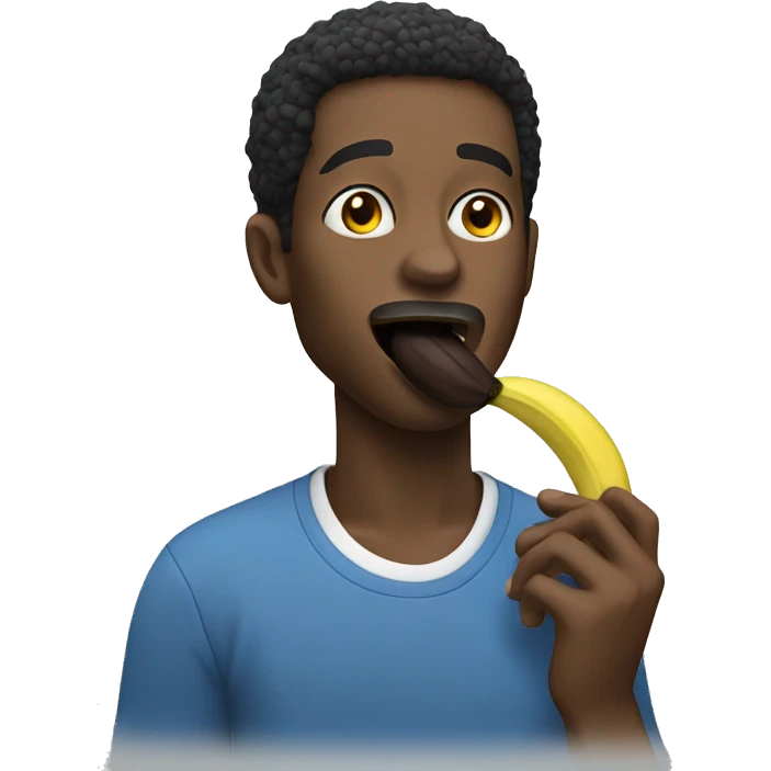 black man eating a blue banana emoji