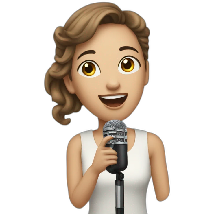 Camille Griselin sings with a microphone emoji