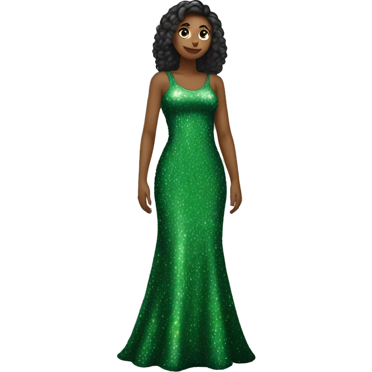 Green tight sparkles long dress emoji