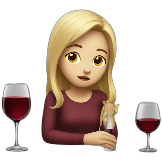 sad drinking girl wine red emoji