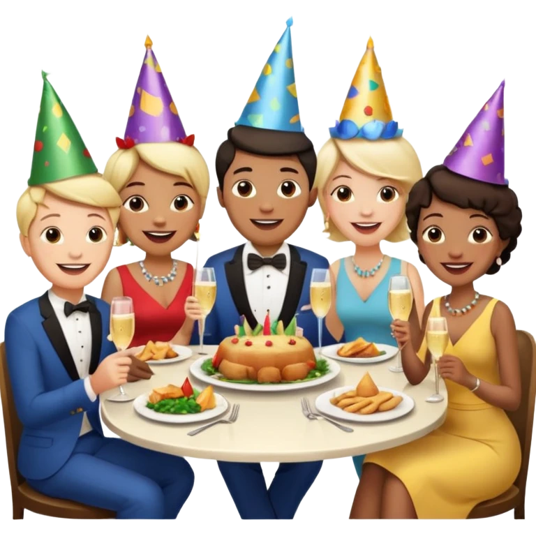 group of people talking at dinner table emoji
