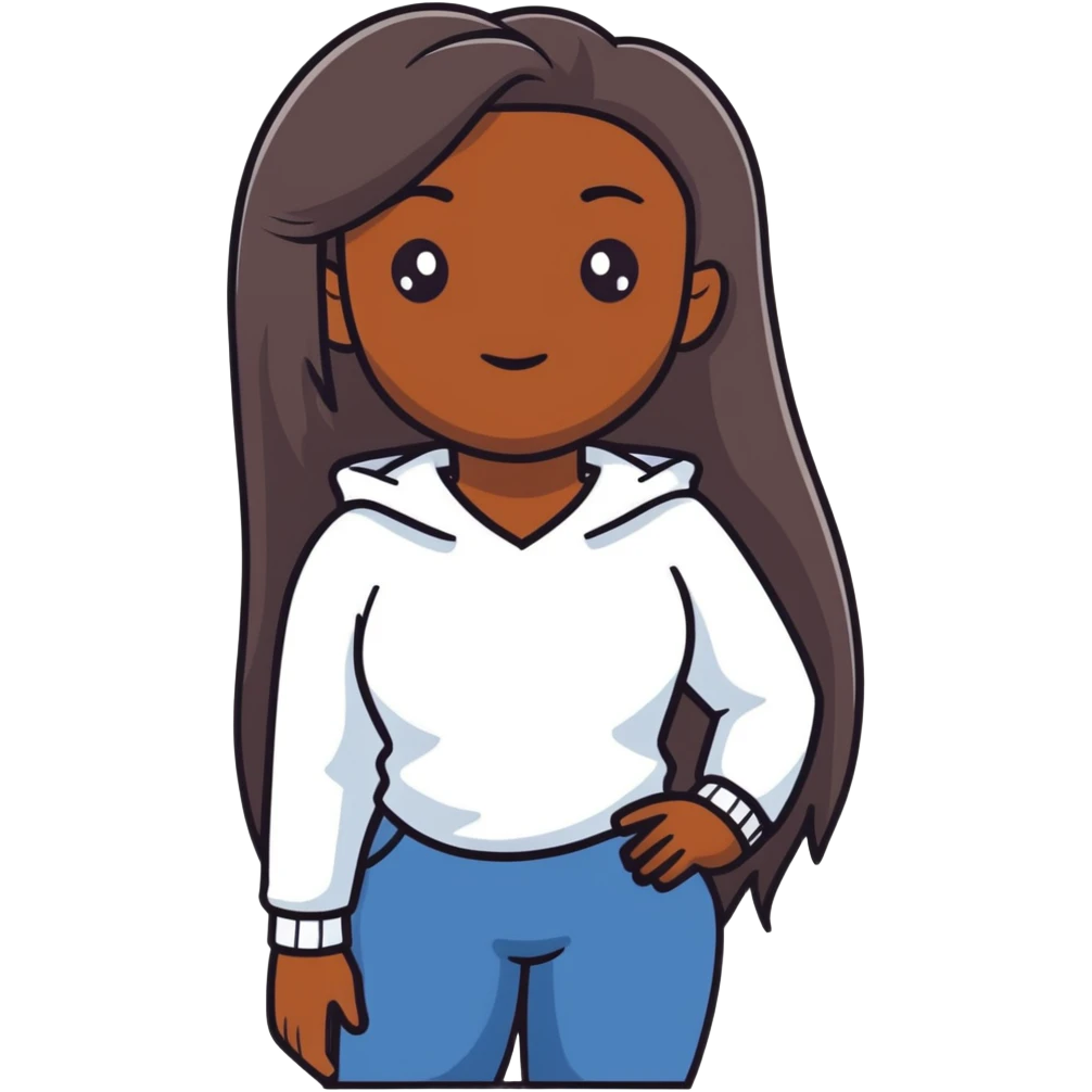 Dark-skinned woman with long straight hair  emoji