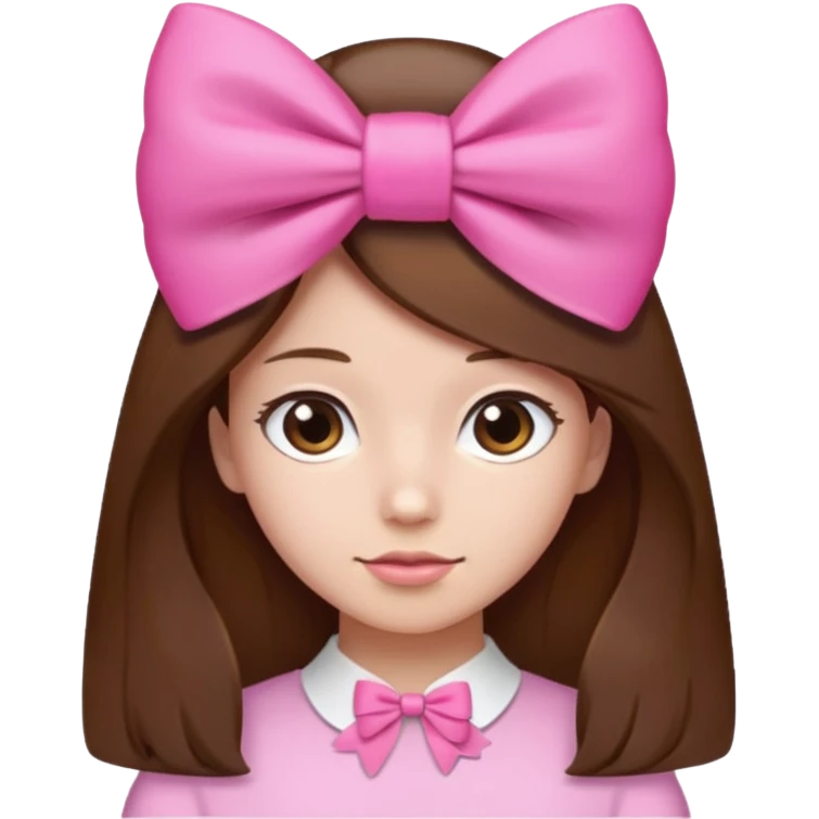 brown hair from behind with a pink bow emoji