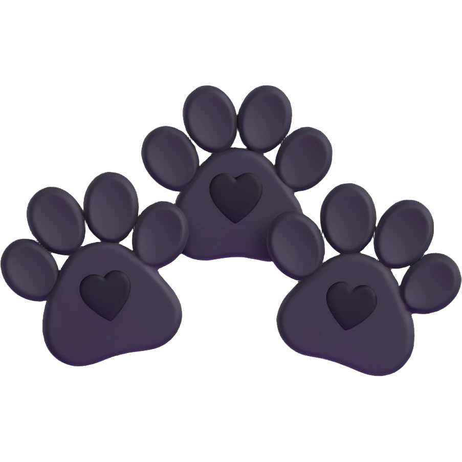 two black puppy paws with a black heart around them emoji