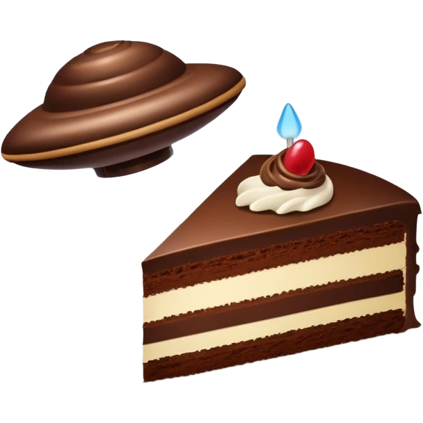 piece of cake being stolen by flying ufo  emoji