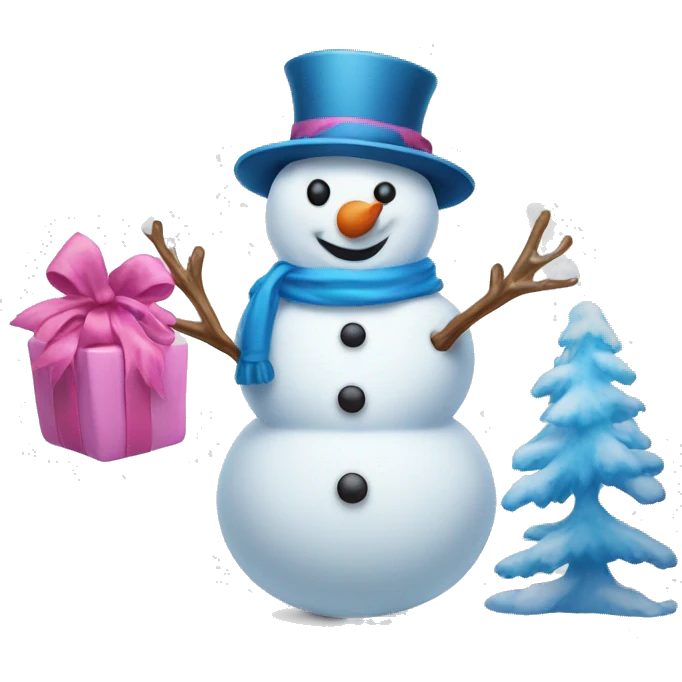 a snowman with blue haft and snowwoman with pink hat emoji