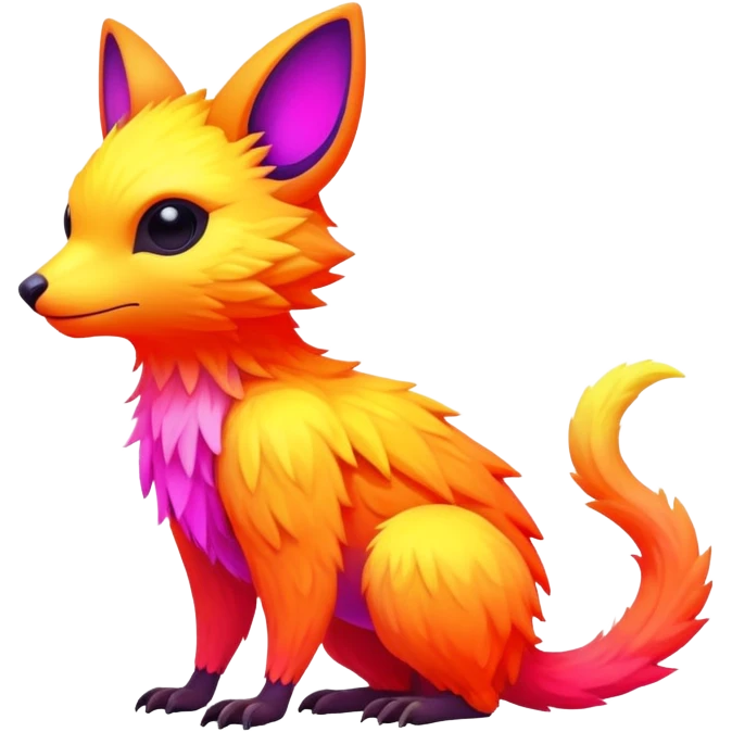 lush warm-colored modern colorful neon-colored Fakémon-Trico-creature emoji