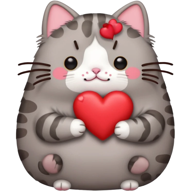Pusheen cat red heart kawaii cute emoji