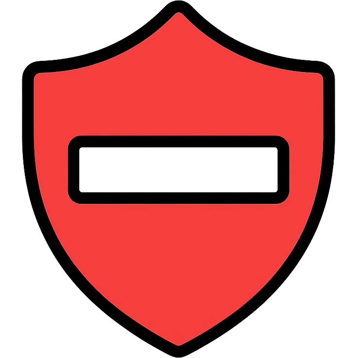 stylized shield stop icon, red fill with white stripe, no text emoji