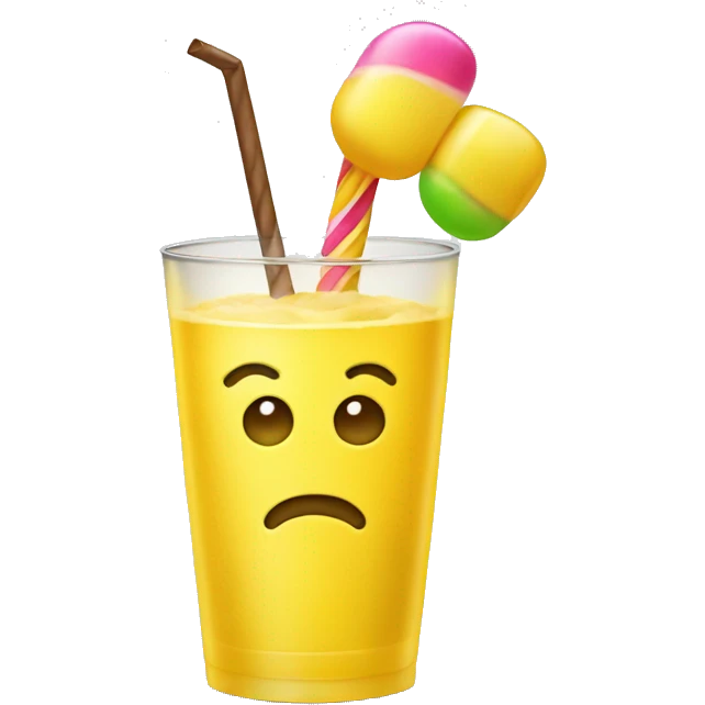 Yellow drink with candy  emoji
