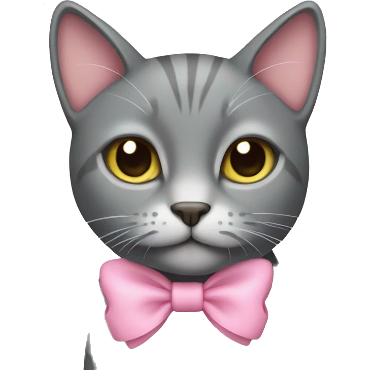 grey cat with pink bow emoji