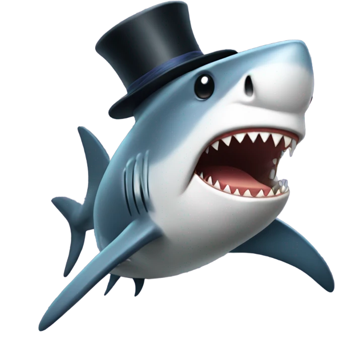shark with tophat emoji