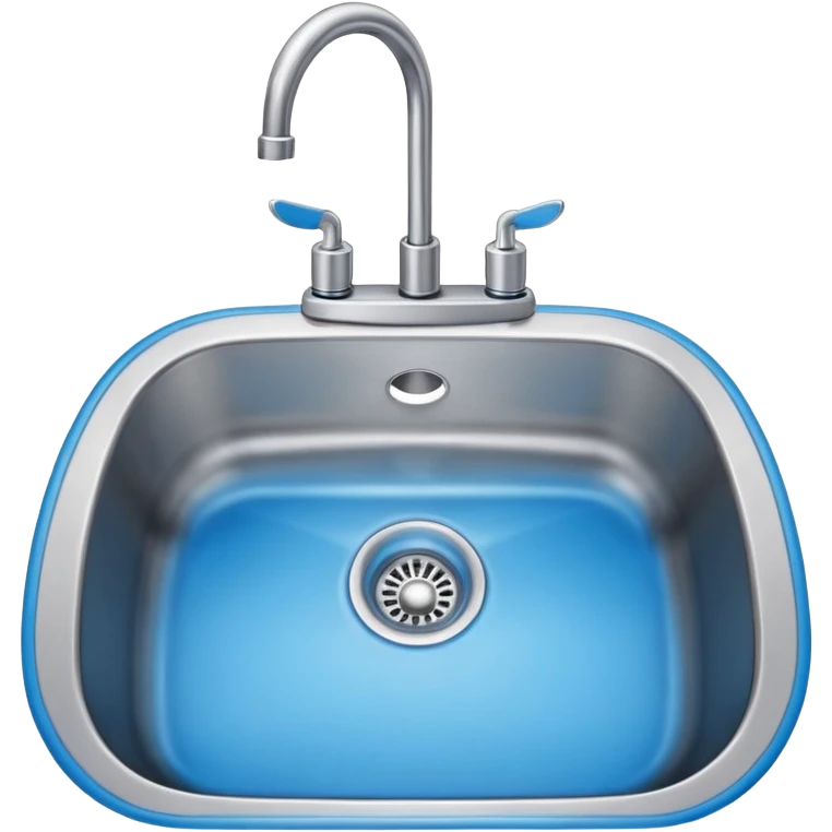 “Flat icon-style emoji of a kitchen sink and faucet, light gray and blue colors, simple clean vector look” emoji