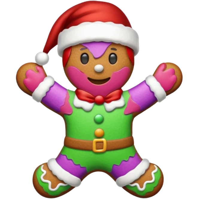 christmas gingerbread man with santa hat emoji