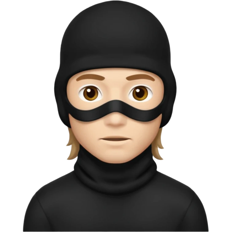 A guy with a brown mullet and a black baclava emoji