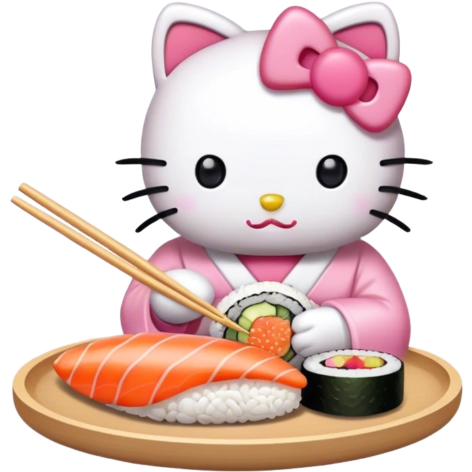 Hello kitty eat sushi emoji