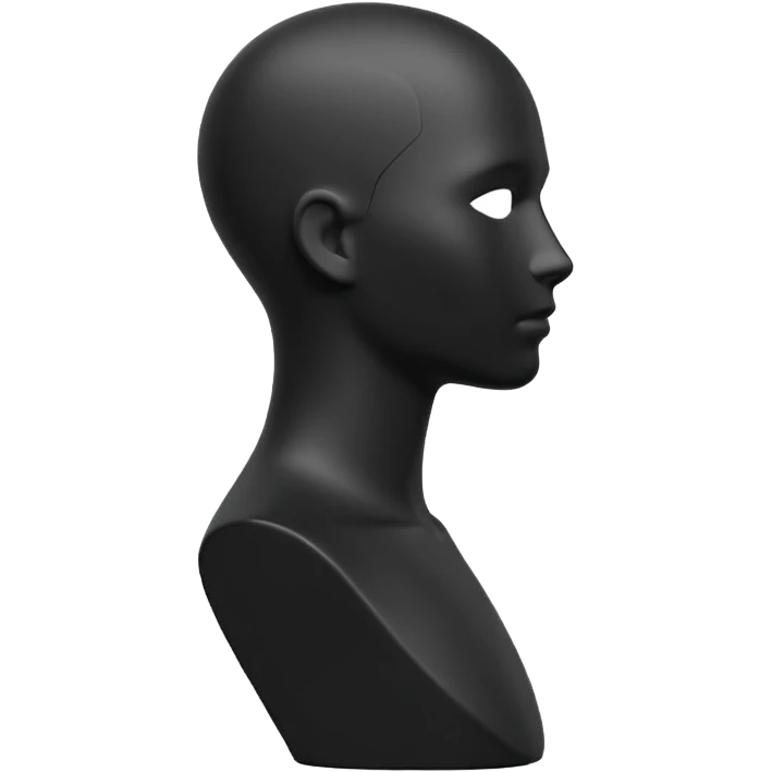 Minimalistic flat vector icon, iOS style, thin black contour on white background. Matte black mannequin in profile in 3D monochrome style. emoji