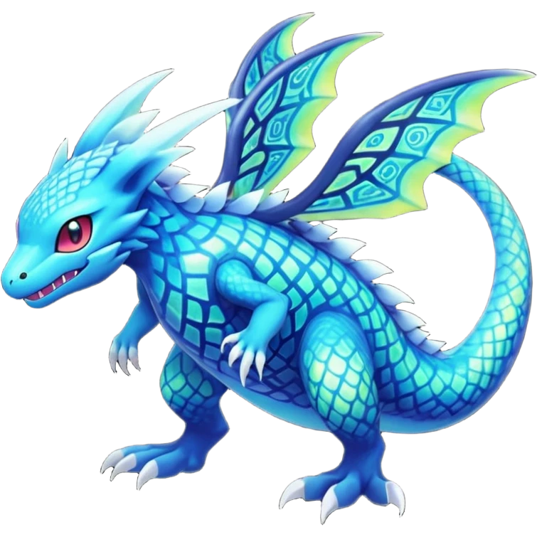 Bioluminescent Soft-glowing Night-Refractive Deep-colored Pokémon-Fakémon-Digimon-Creature, (full body) emoji