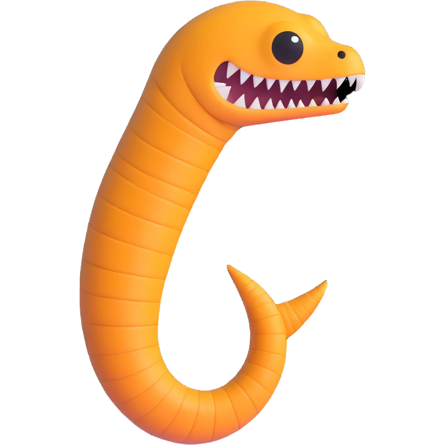 sandworm from Dune, stylized as a seamless emoji tail part, designed to connect seamlessly with body emoji, matching style and color for continuous look emoji