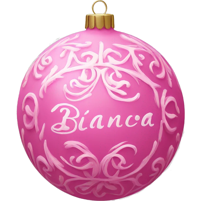 pink ornament with the name bianca on it in cursive emoji