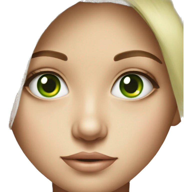 realistic portrait of a girl green eyes emoji