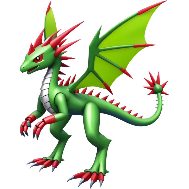 Spiky Cool Edgy shiny colorful Digimon-Fakemon-Flygon-Gabite-Mecha, full body, two legs emoji