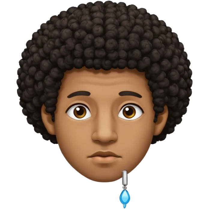 brownskin black man with a curly afro with sleepy eyes with a face dermal piercing and left nose piercing  emoji