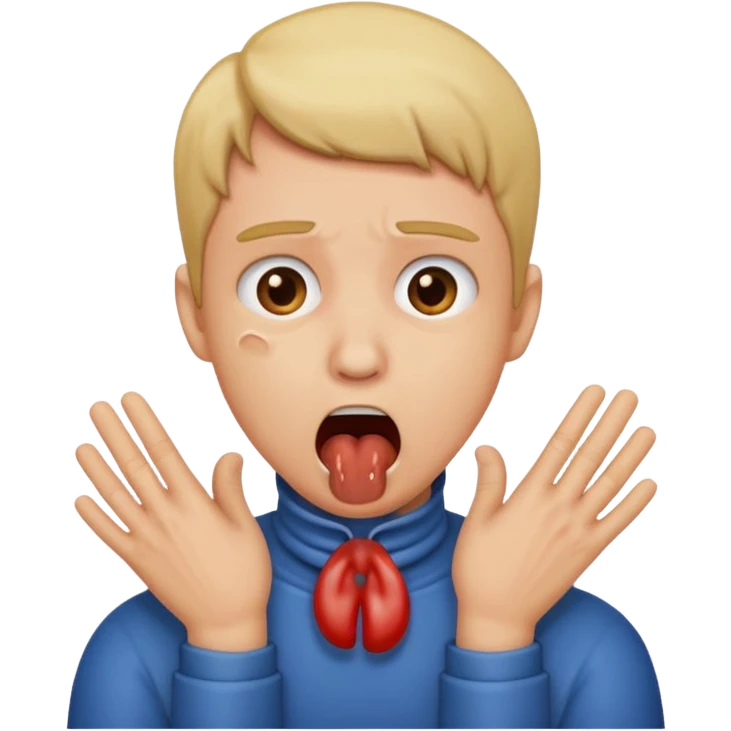 person choking with hand emoji