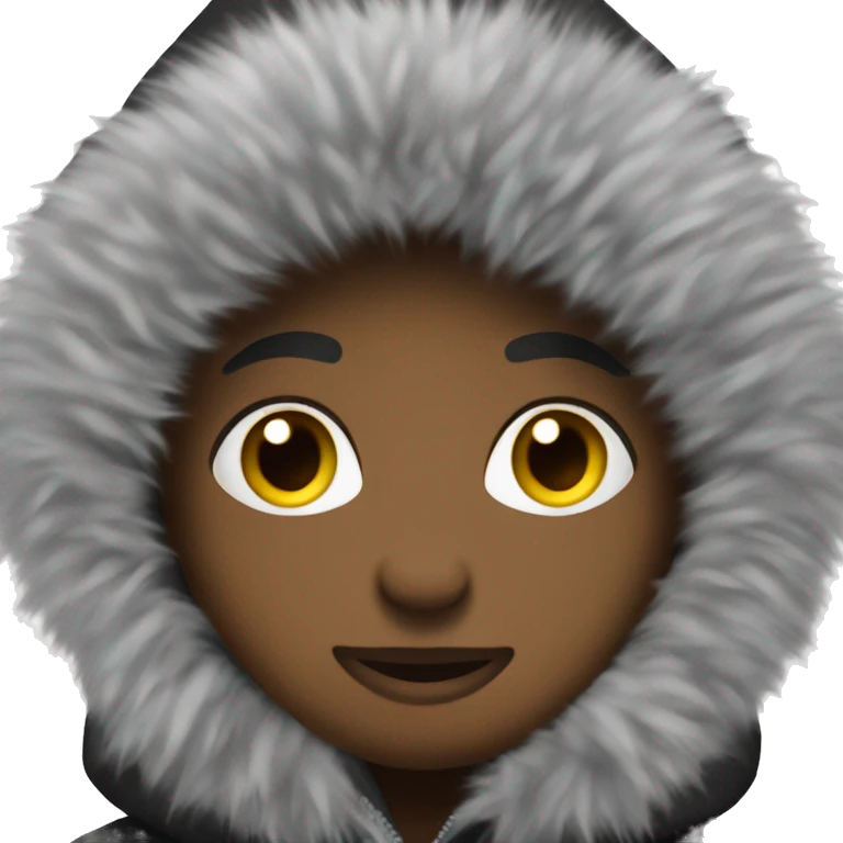 black parka coat with grey fur hood emoji