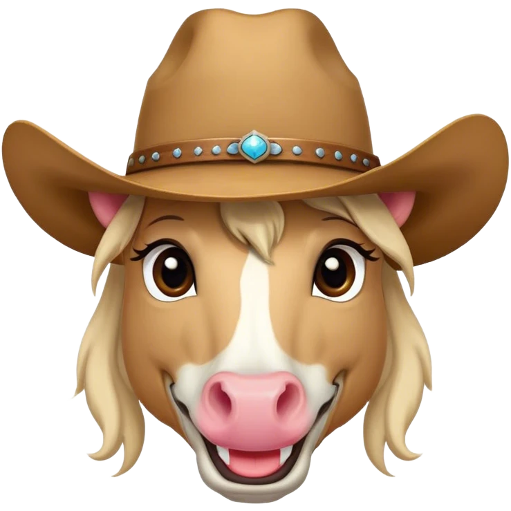 cute smile horse face wearing cowboy hat  emoji