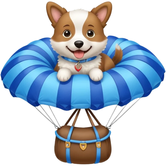 dog riding blue parachute emoji