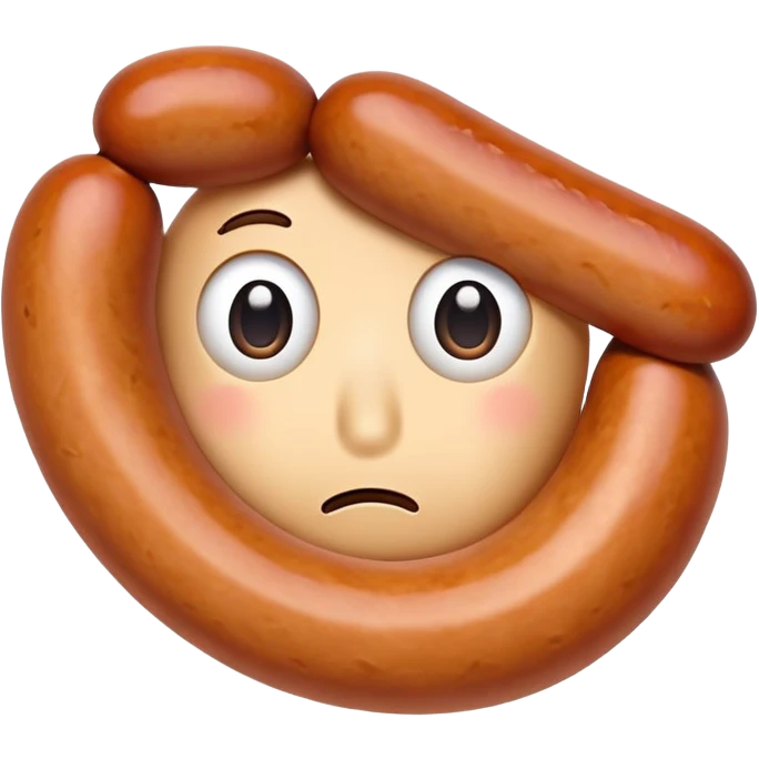 sausage with a sad face emoji