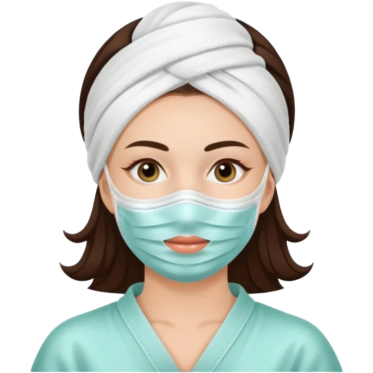 Lady with face mask spa beauty full face relaxing emoji