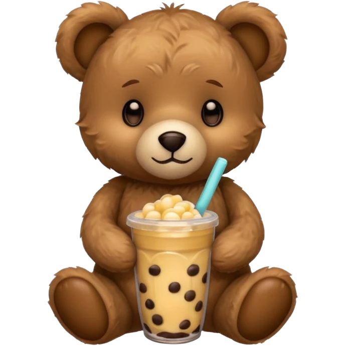 Teddy holding boba emoji