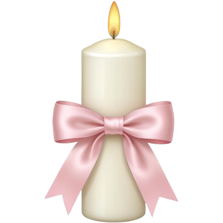 make a white candle with a light pink ribbon bow emoji