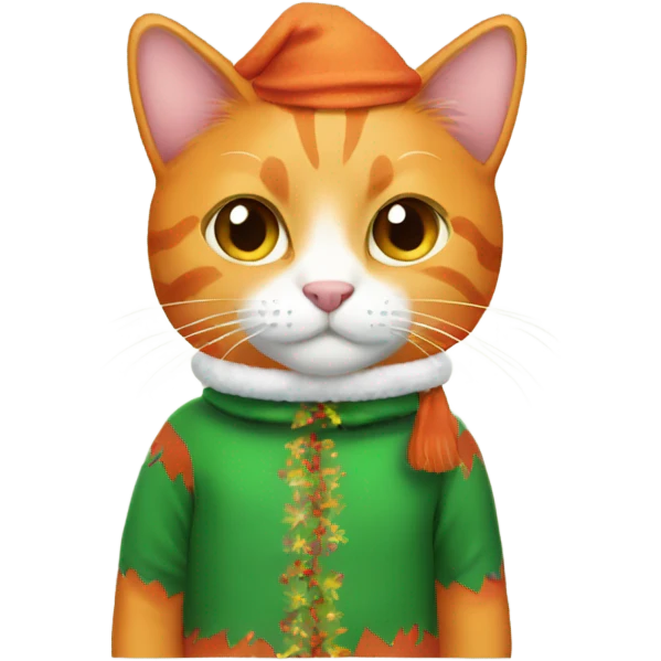 A Orange cat wear Christmas outfit  emoji