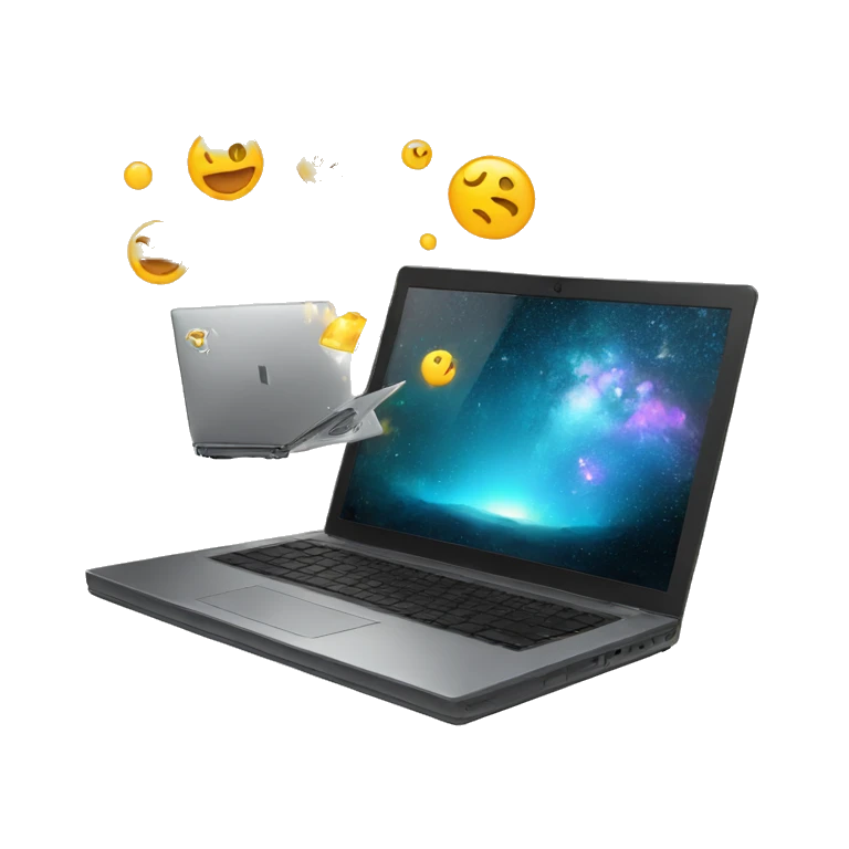 laptop and magic emoji