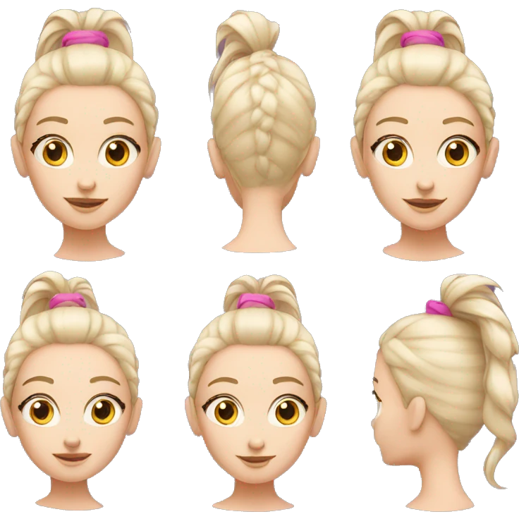 White Girl with one pink hairs ponytail emoji