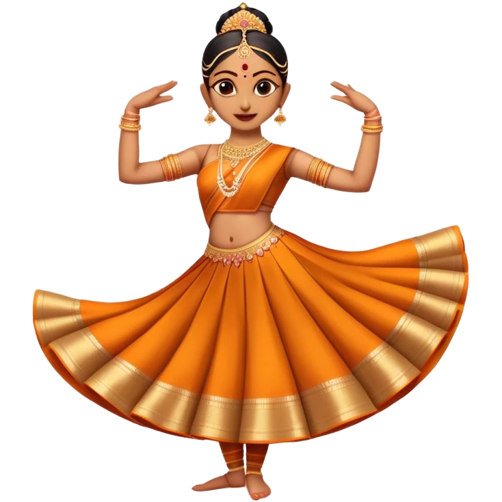 cinematic-realistic-bharatanatyam-dance-emoji,-depicted-as-an-elegant-classical-indian-dance-performance-with-graceful-poses,-intricate-costumes,-and-expressive-hand-gestures,-rendered-with-rich-textures-and-warm-dramatic-lighting, single dancer emoji