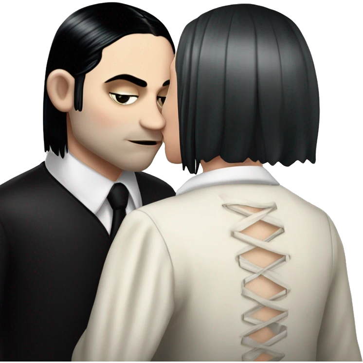 Realistic Wednesday addams kissing sweetly Kurt Cobain  emoji