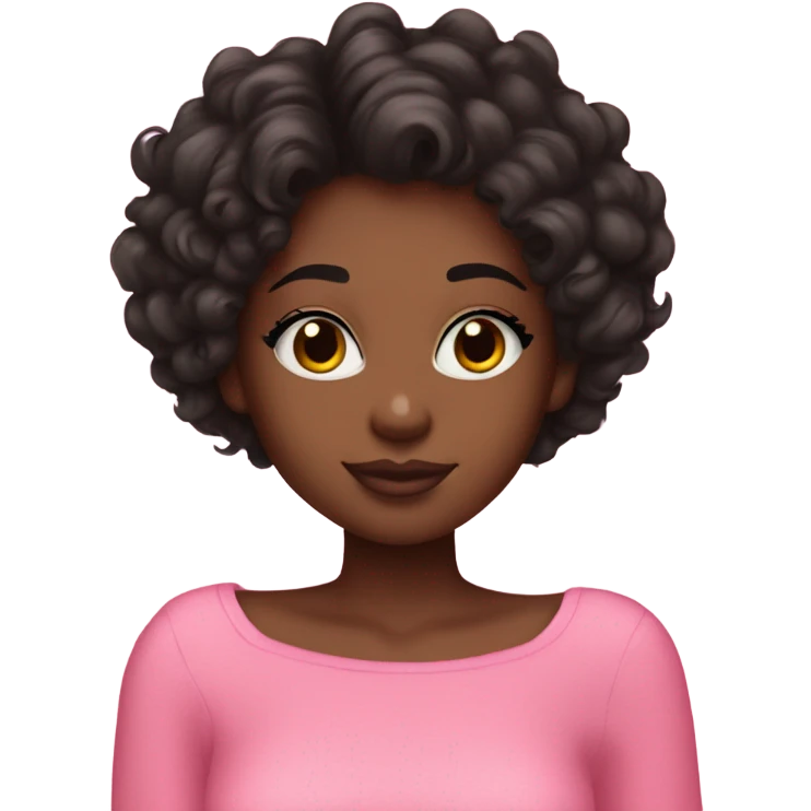 black girl with short curly hair wearing a pink victorias secret off shoulder top  emoji