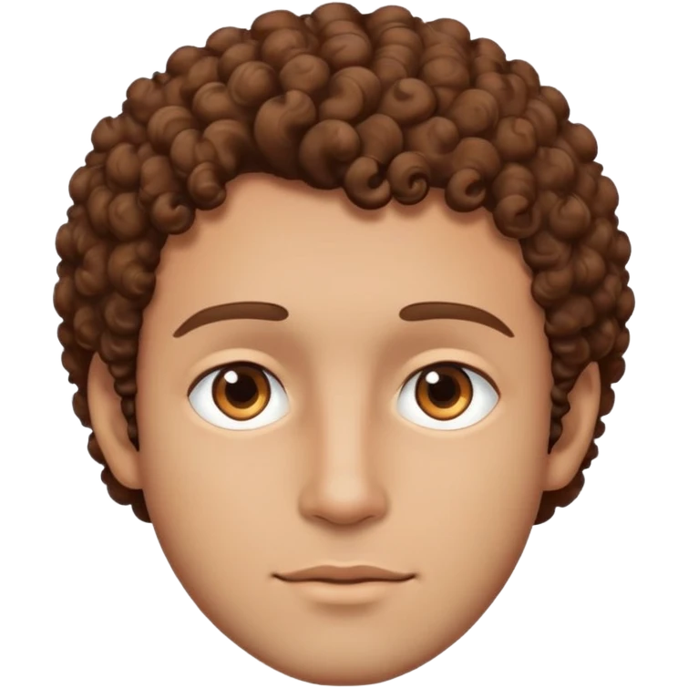 Un homme avec des cheveux bouclés bruns mais pas long avec des yeux marrons emoji