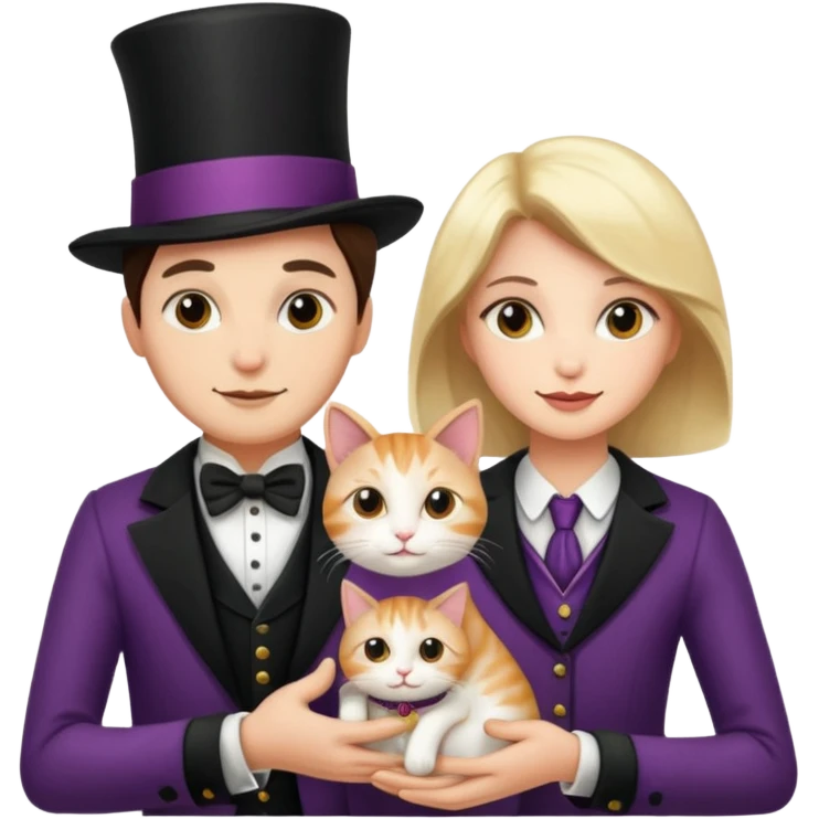 magician couple and their pet cat emoji