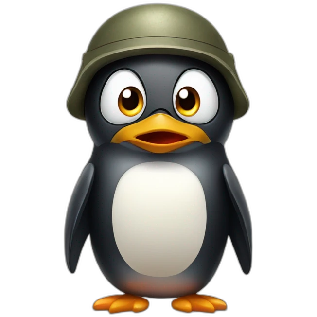 Soldier Penguin scared emoji